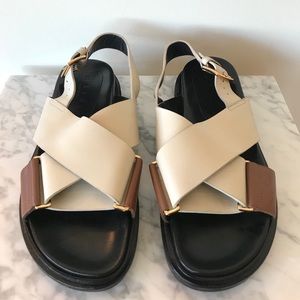 Marni Fussbett Slingback Sandals cream and tan size 38